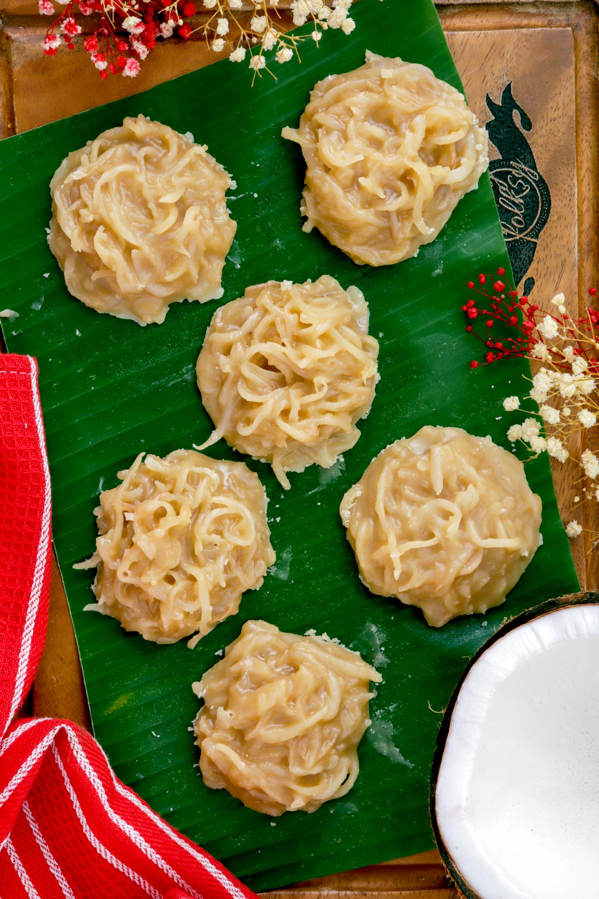 Bucayo made from coconut strings and caramelized sugar.