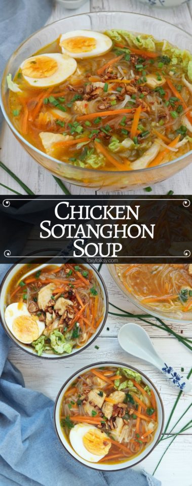 Try this Chicken Sotanghon Soup. A tasty and immune-boosting Filipino chicken soup with slippy cellophane noodles. | www.foxyfolksy.com