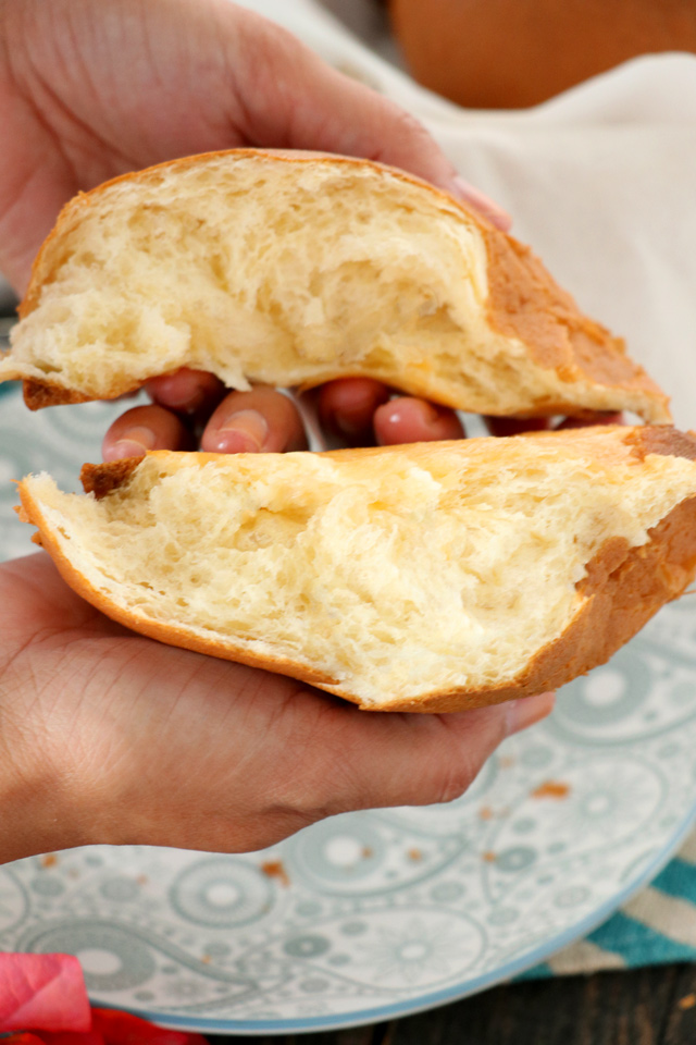 Inside a soft and fluffy coffee bun