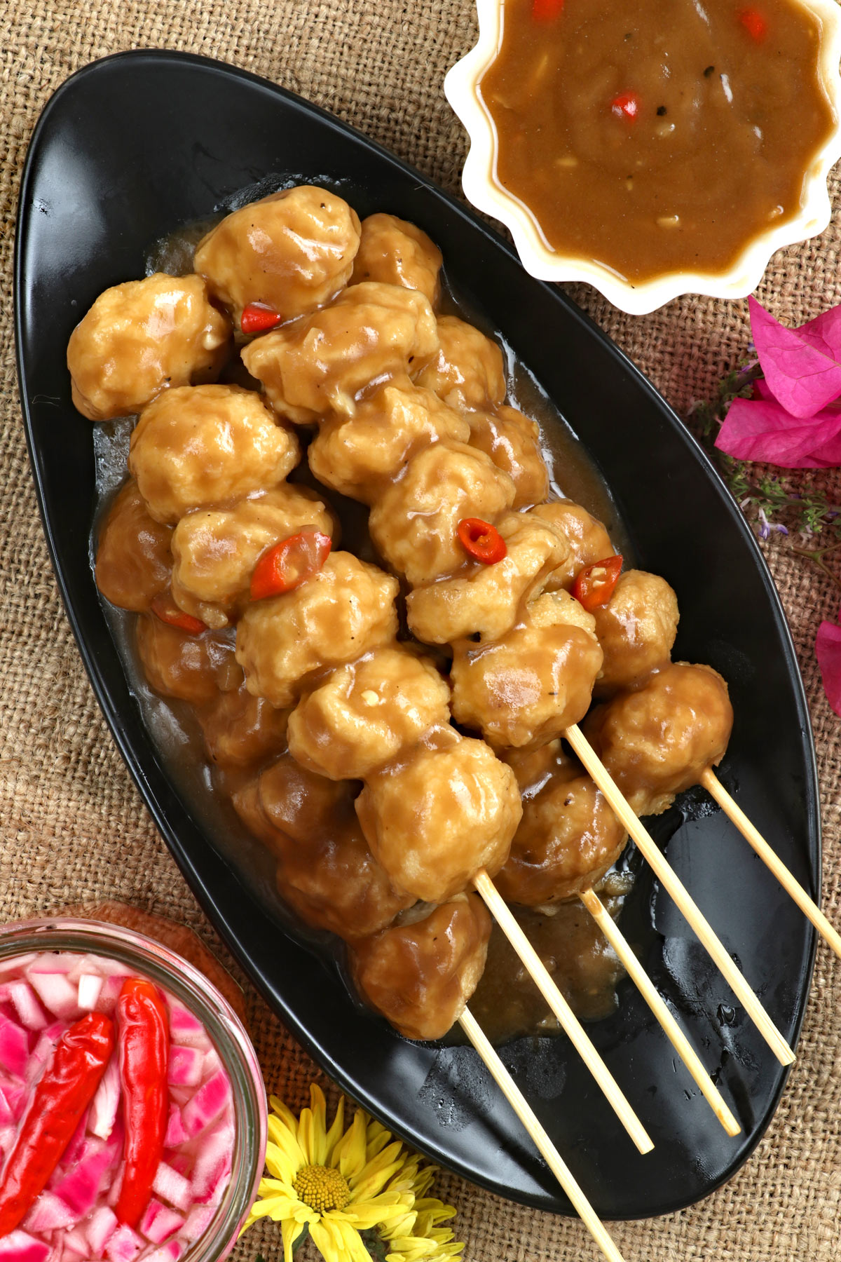 Homemade Fish balls on sticks.