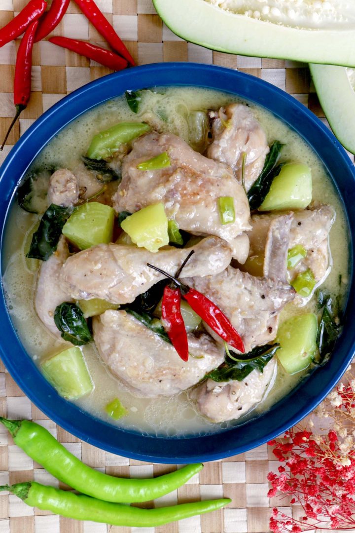 Chicken halang halang made creamy with coconut milk and flavored with lemongrass, ginger and chilis.