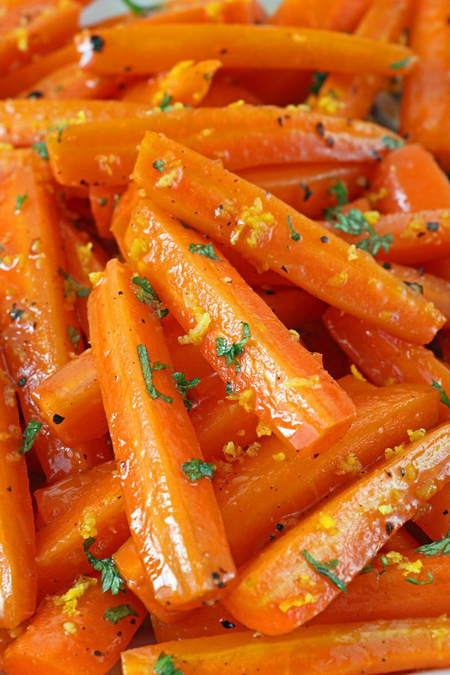 Honey Glazed Carrots with orange Zest and Parsley