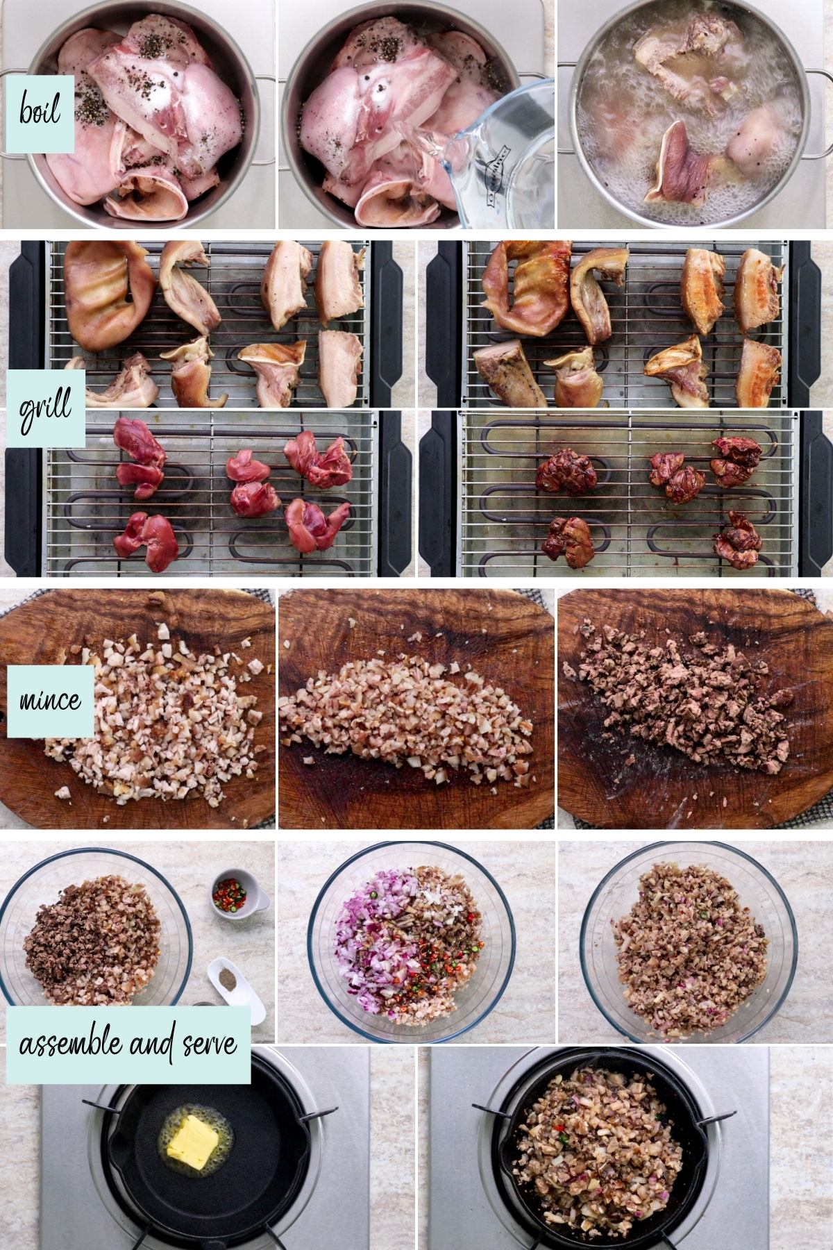 Step-by-step photo on how to cook authentic Sisig.