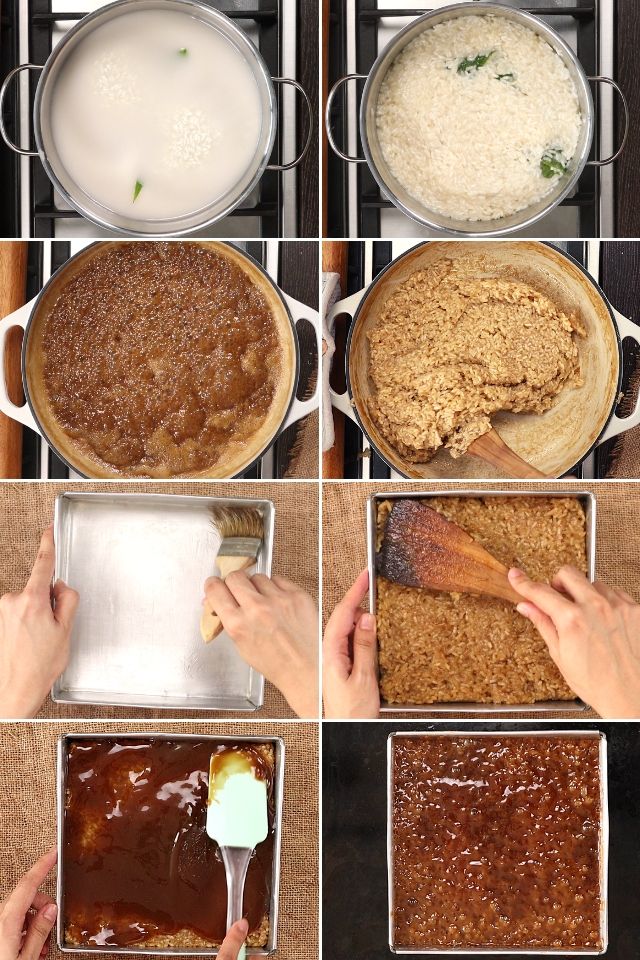 step-by-step photo on how to make sticky rice cake