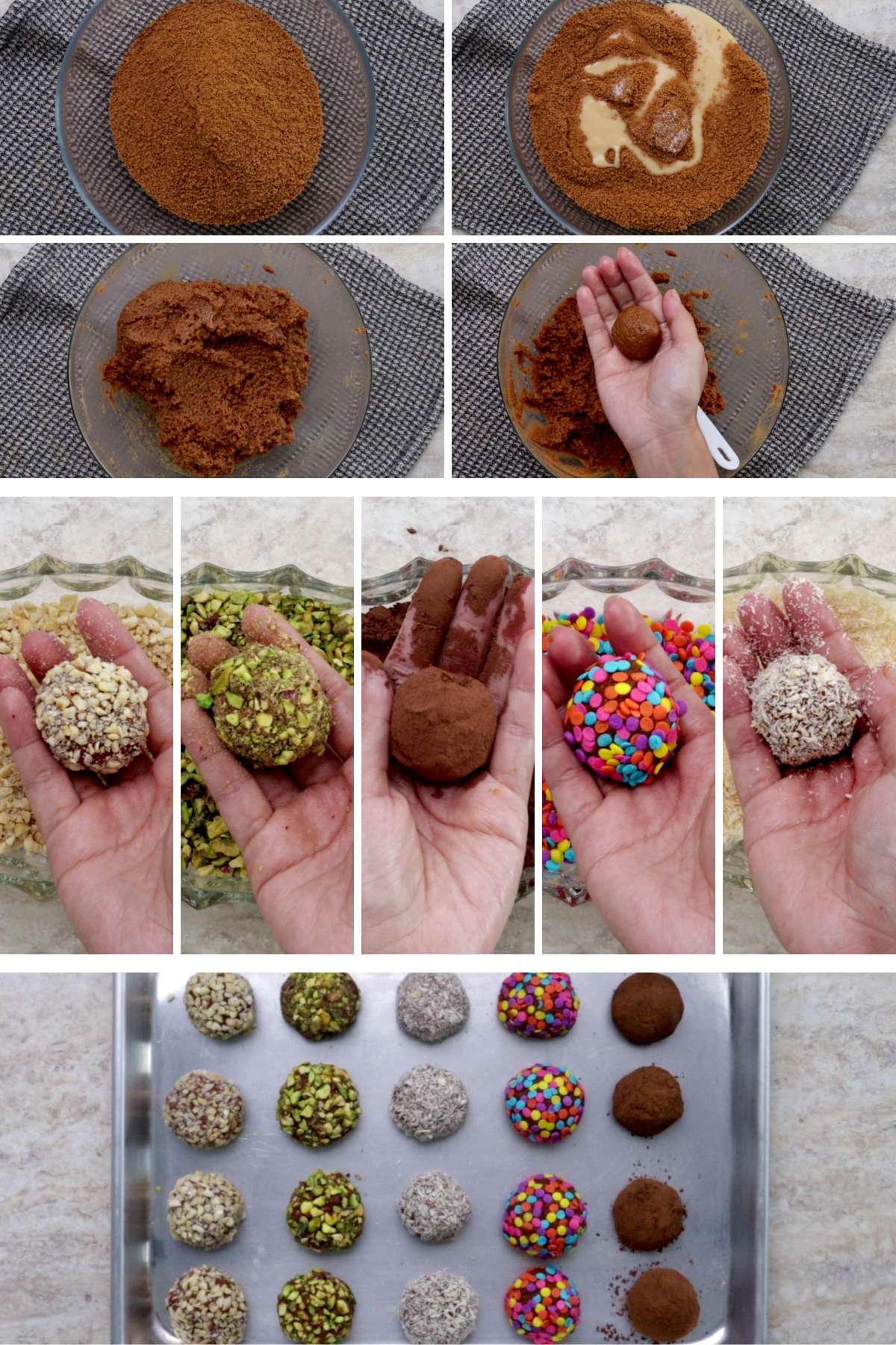 Steps on how to make graham balls.