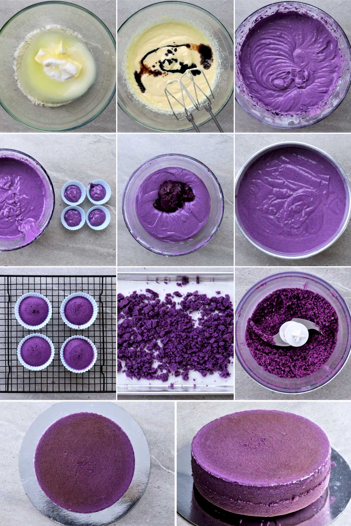 Steps on how to make Ube cake.