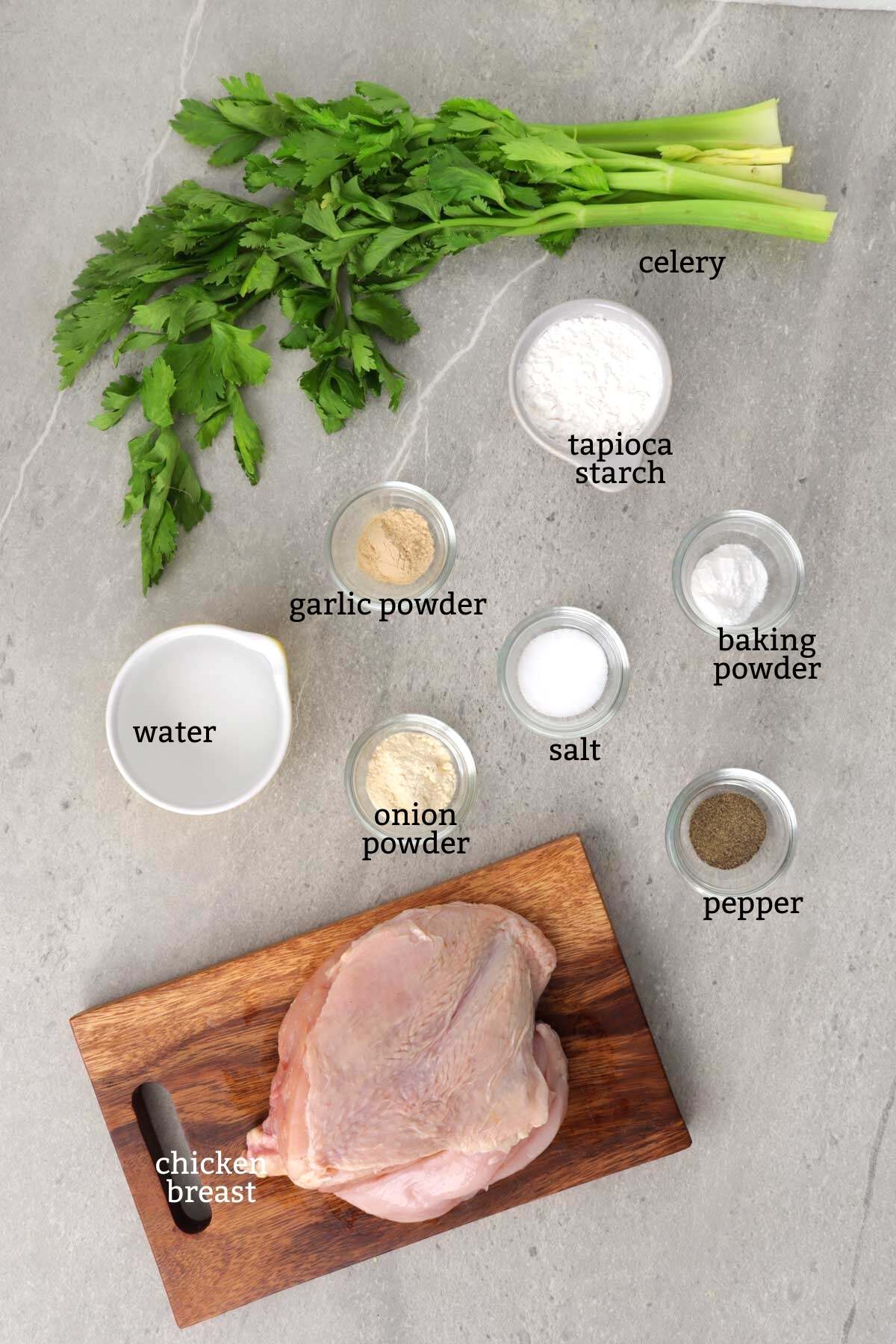 Ingredients for making chicken balls