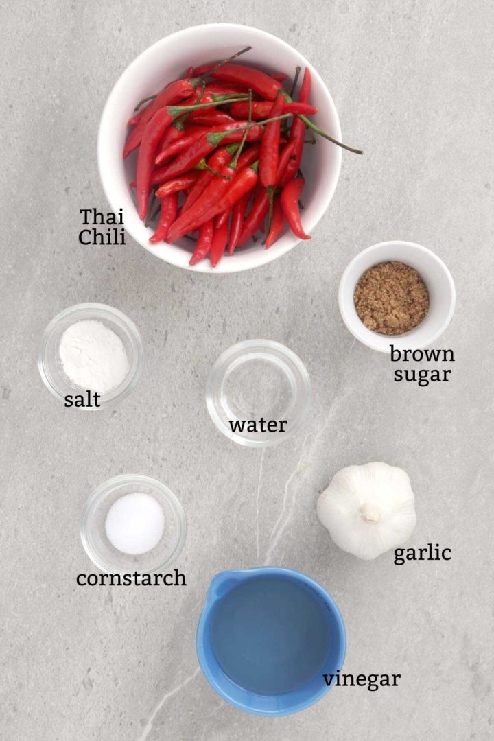 Ingredients for making Chili Garlic Sauce