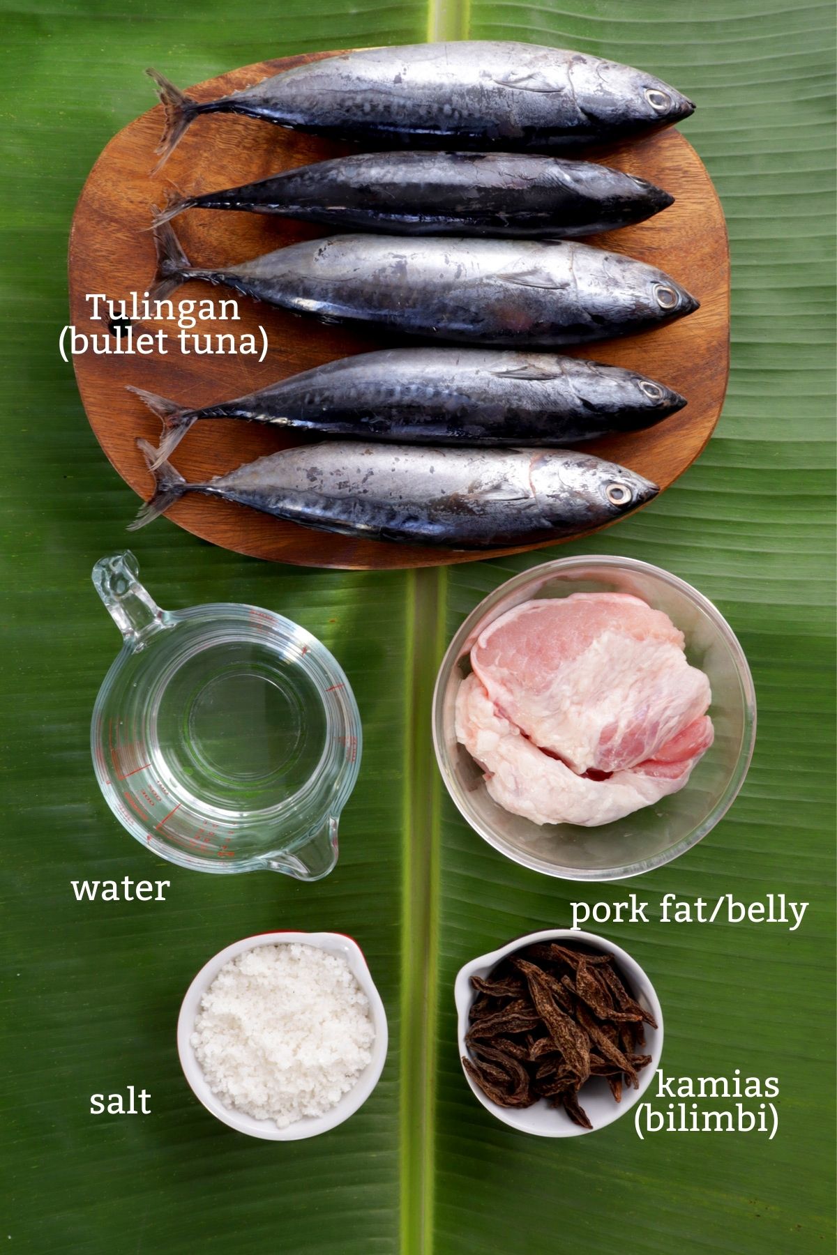 Ingredients for Sinaing na Tulingan 