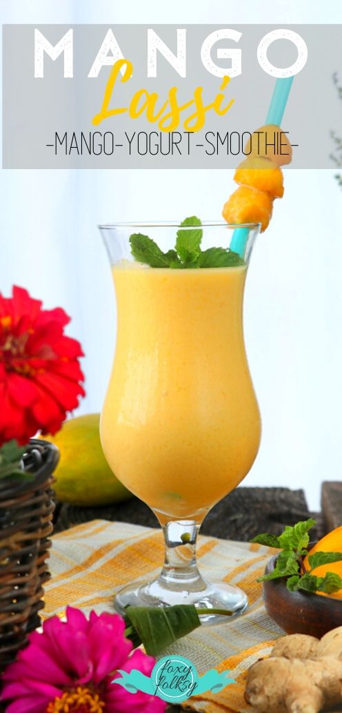 Refreshing mango lassi in a glass