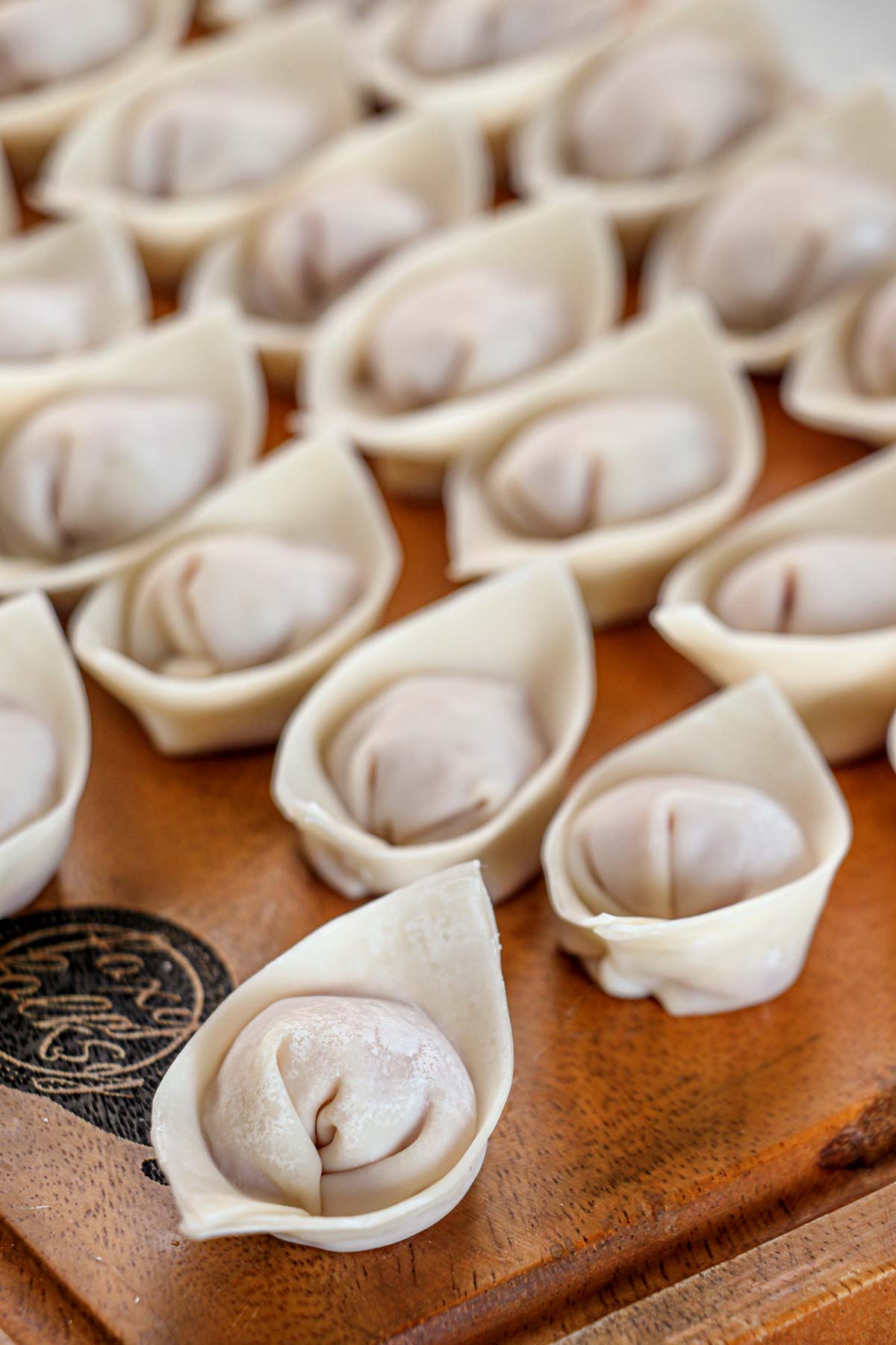 Molo dumplings before cooking. 