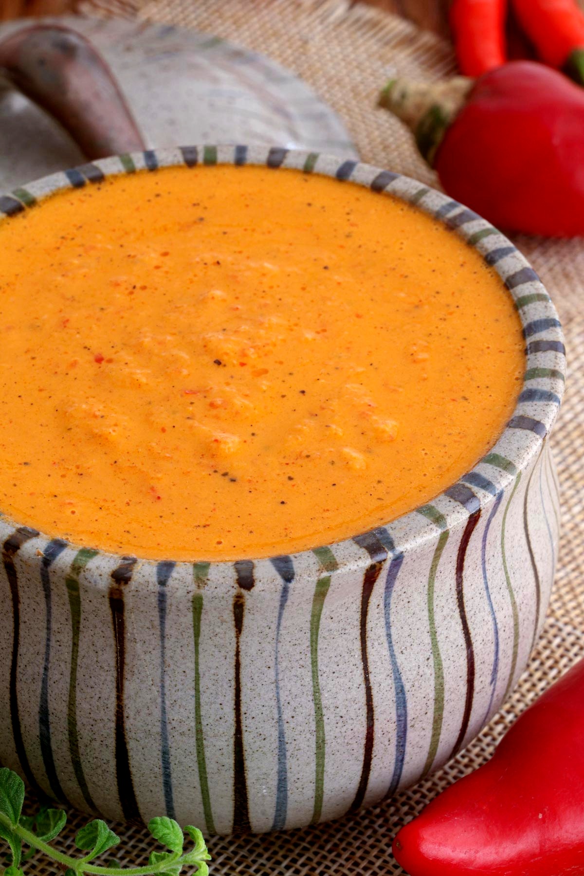 Peri peri sauce in a bowl.