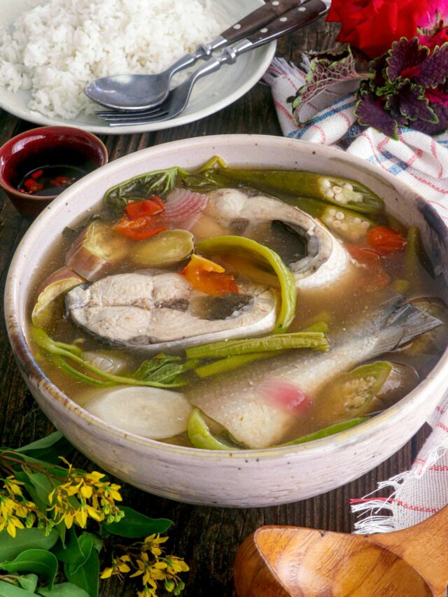 Sinigang na bangus in a serving bowl.