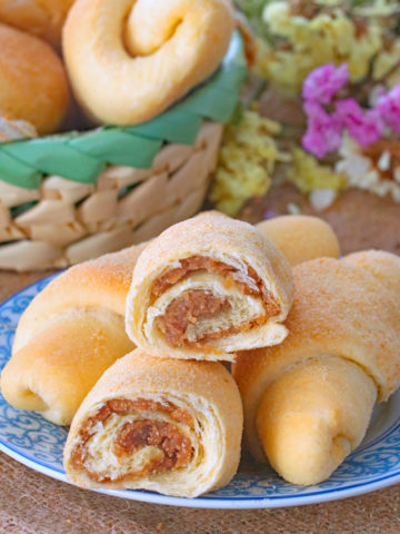 Spanish Bread showing the buttery sugar filling.